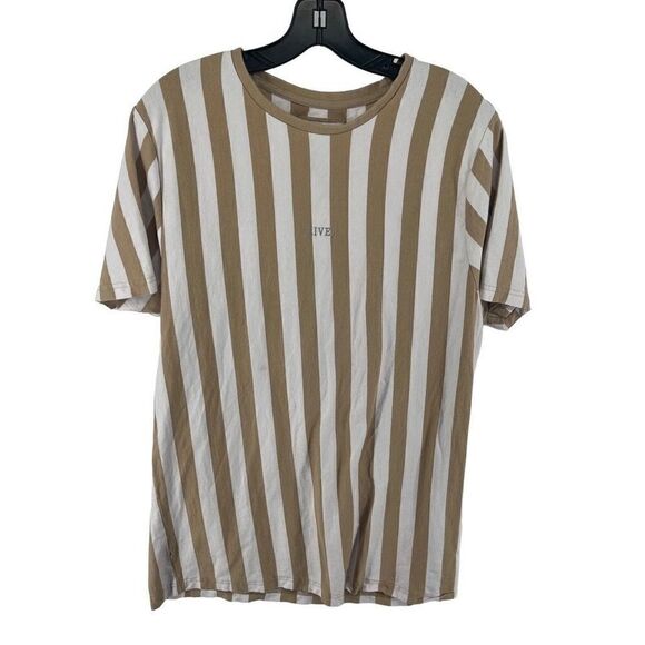 Denim & Flower Other - Denim & Flower Men's Cotton T-Shirt Stripes Short Sleeve Crewneck Tan Size XL